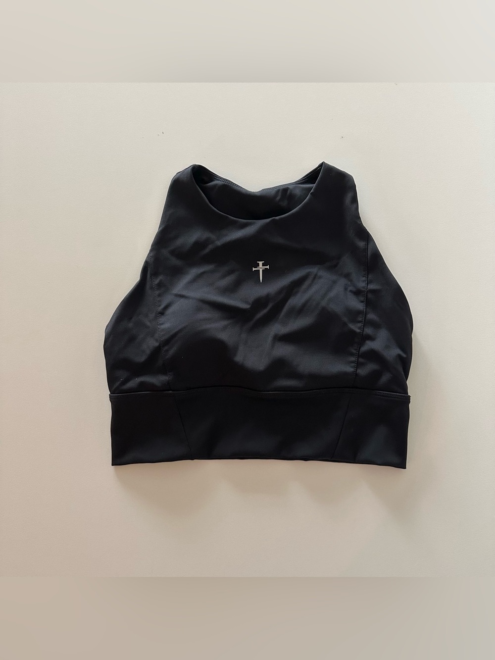 Three Nails Endura-Train High Neck Longline Black Sports Bra Compression S Crop - Picture 2 of 7
